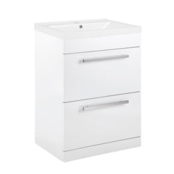 SP Avalon 2 Drawer Gloss White Basin Unit 600mm