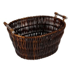 Hearth & Home Dark Wicker Basket With Chrome Handles