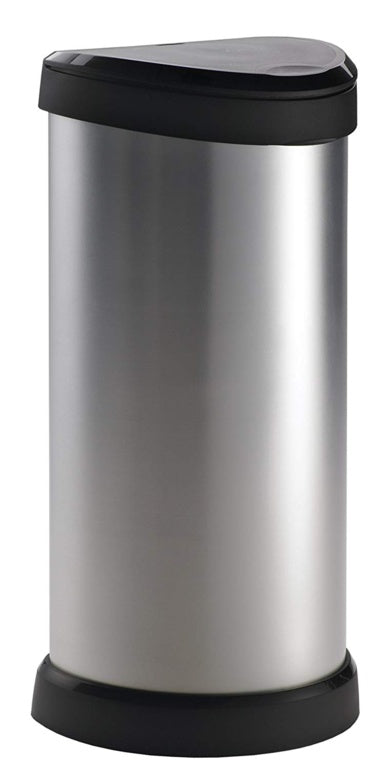 Curver Deco Black & Silver Push Bin 40L