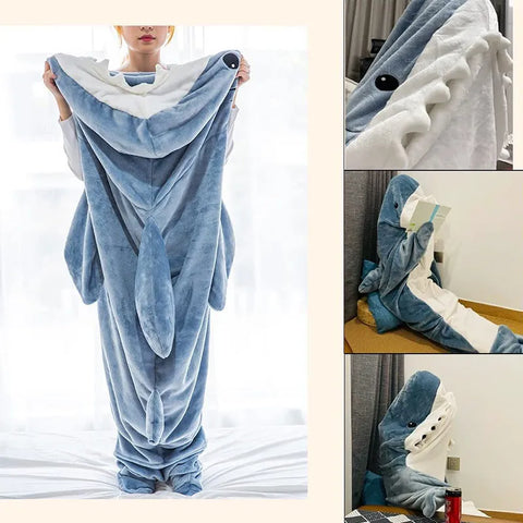 Shark Blanket Super Soft Cozy Flannel Hoodie Shark Sleeping Bag