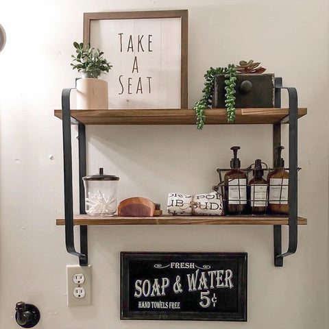 Large Rustic Industrial Pipe Wall Floating Shelf