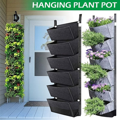 6 Pockets Garden Wall Hanging Planting Bags