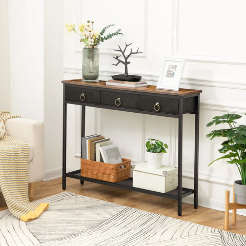 Console Table With 2 Drawers And Shelves Entrance Sofa Table