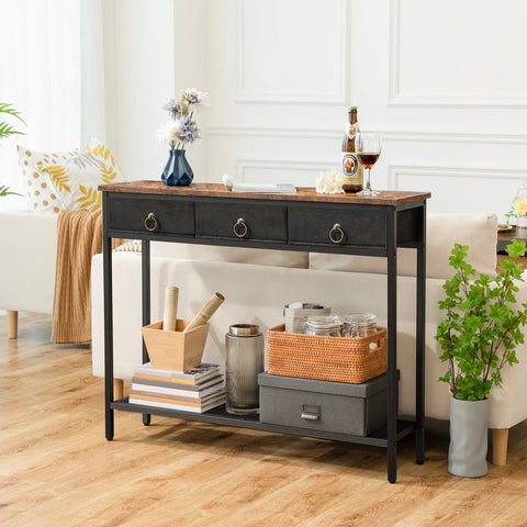 Console Table With 2 Drawers And Shelves Entrance Sofa Table