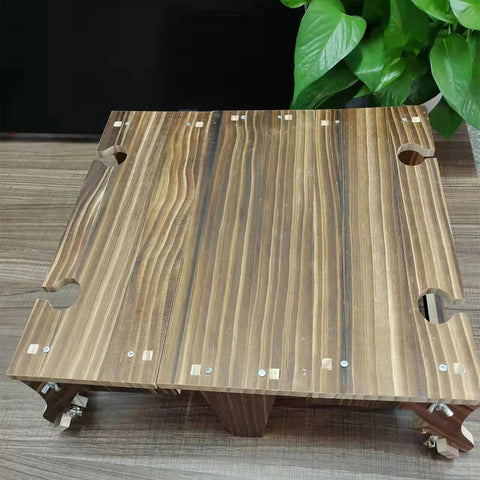 2 in 1 Wooden  Portable Folding Table + Picnic Basket